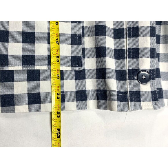 Isaac Mizrahi Crop Jacket XXL Navy White Gingham Canvas Stretch - Picture 8 of 11